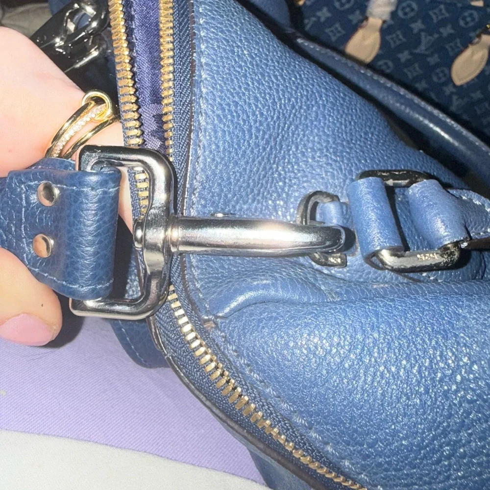 MCM Navy Leather Satchel - Picture 5 of 13